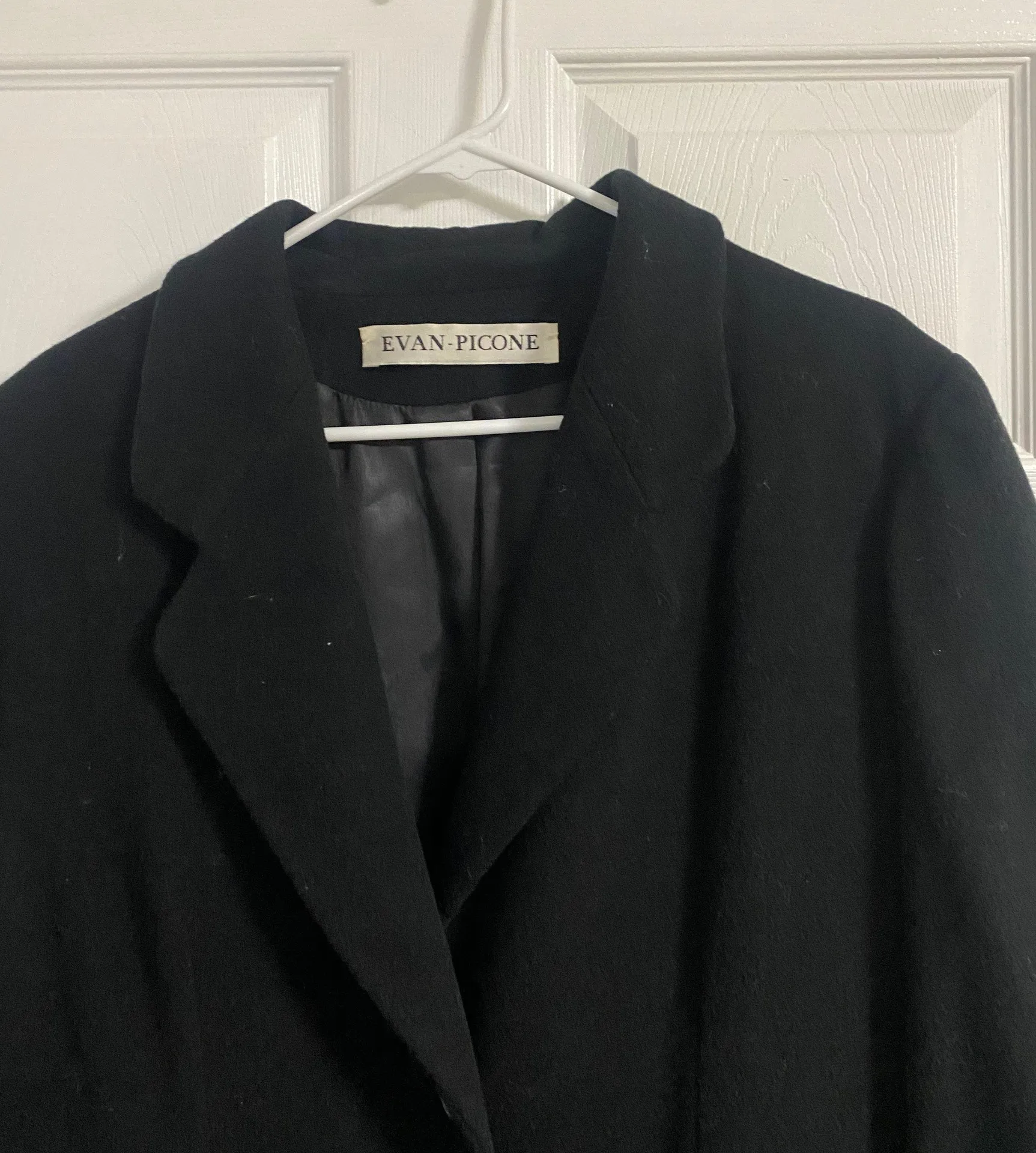 Vintage Black Merino Wool Camelhair Trench Coat - Image 4