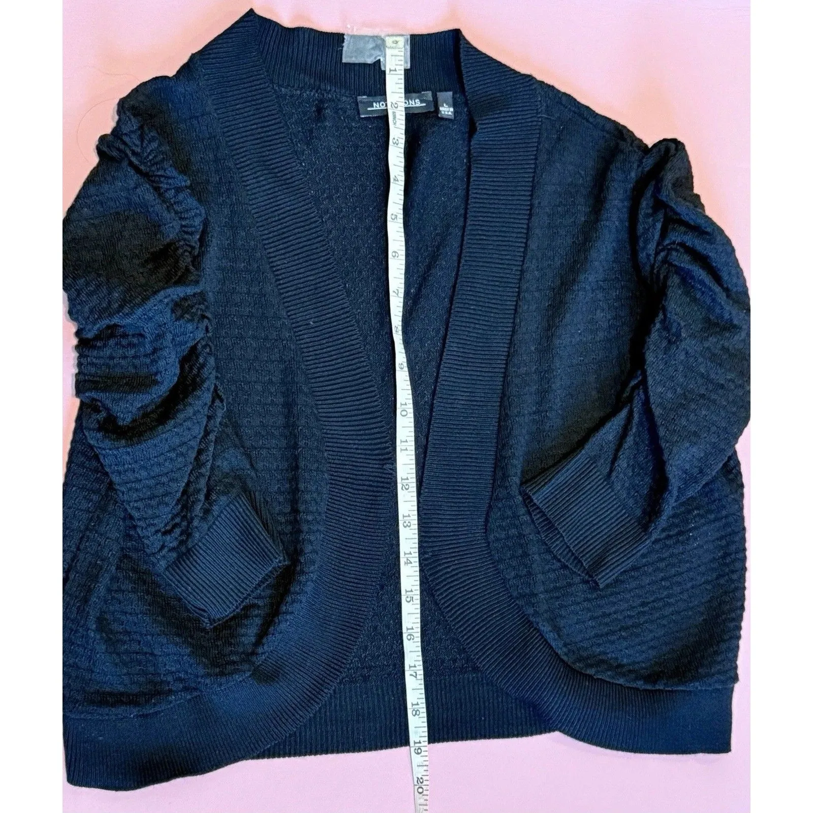 NOTATIONS Women's Shrug Large Short Sleeve Black Cardigan USA 100% Acrylic - Image 5