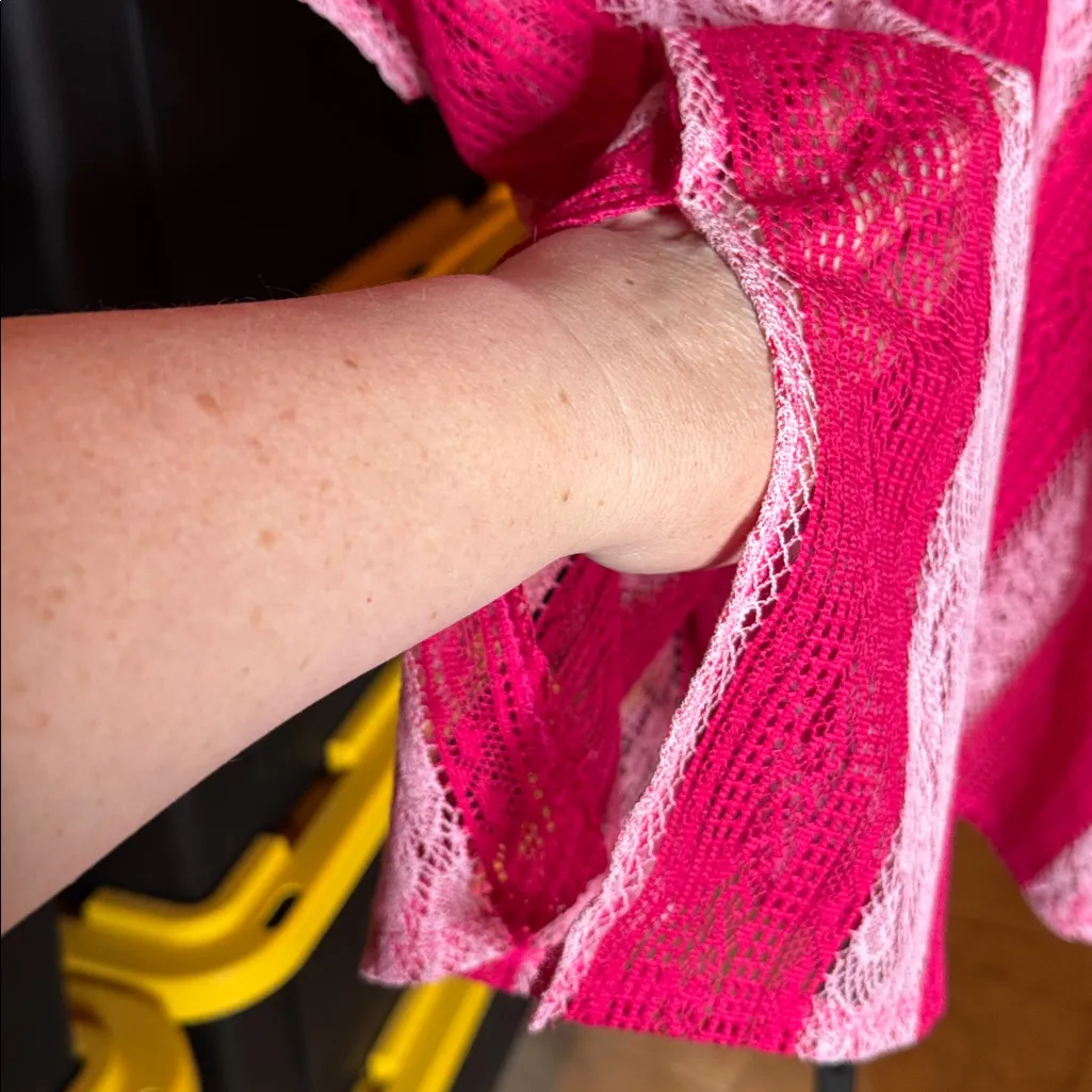 NWOT Cotton Bleu by Nu Label V Neck Drop Shoulder Oversize Top Fuchsia Sz Small Pink - Image 8