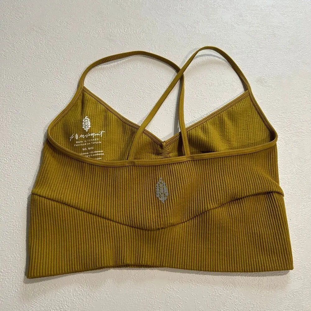 4Movement Ribbed Twist Front Sports Bra Mustard Yellow Size M/L - Image 2