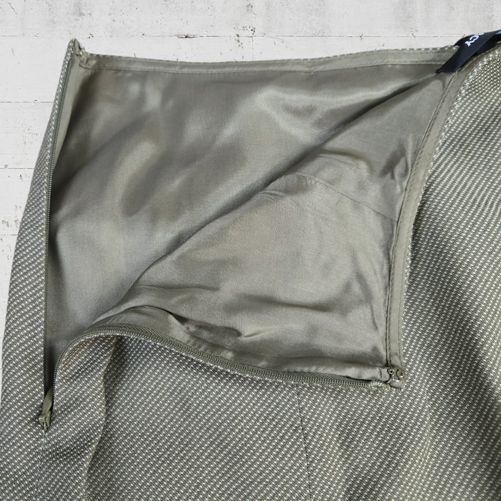 90s Vintage Drab Khaki Tweed Wool Ellen Tracy Deadstock Pencil Midi Skirt Size 6 - Image 7