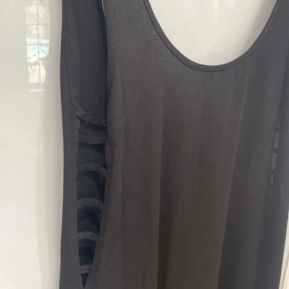 Line and Dot Women's Black Long Tank Caged Maxi Long Side Cut Dress Sz M - Image 2
