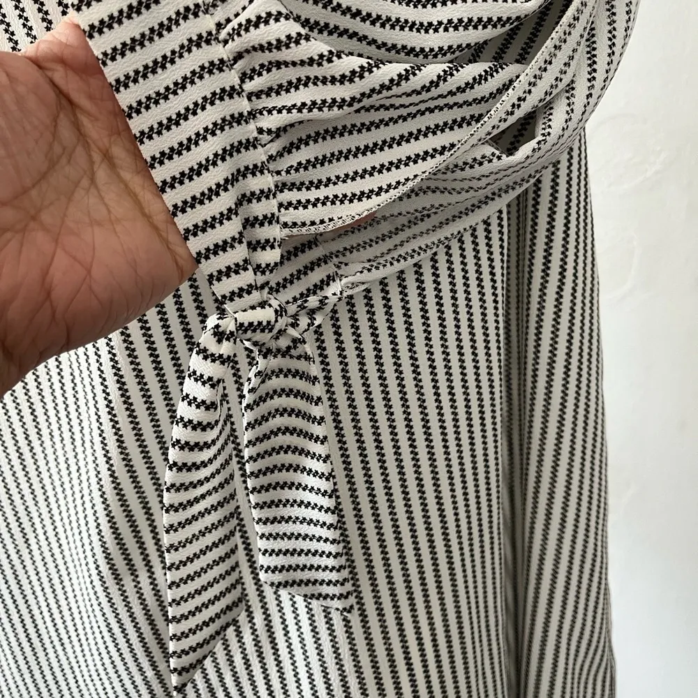 Veronica M On Off Shoulder Split Sleeve boho peasant silver stripe shift dress S - Image 6