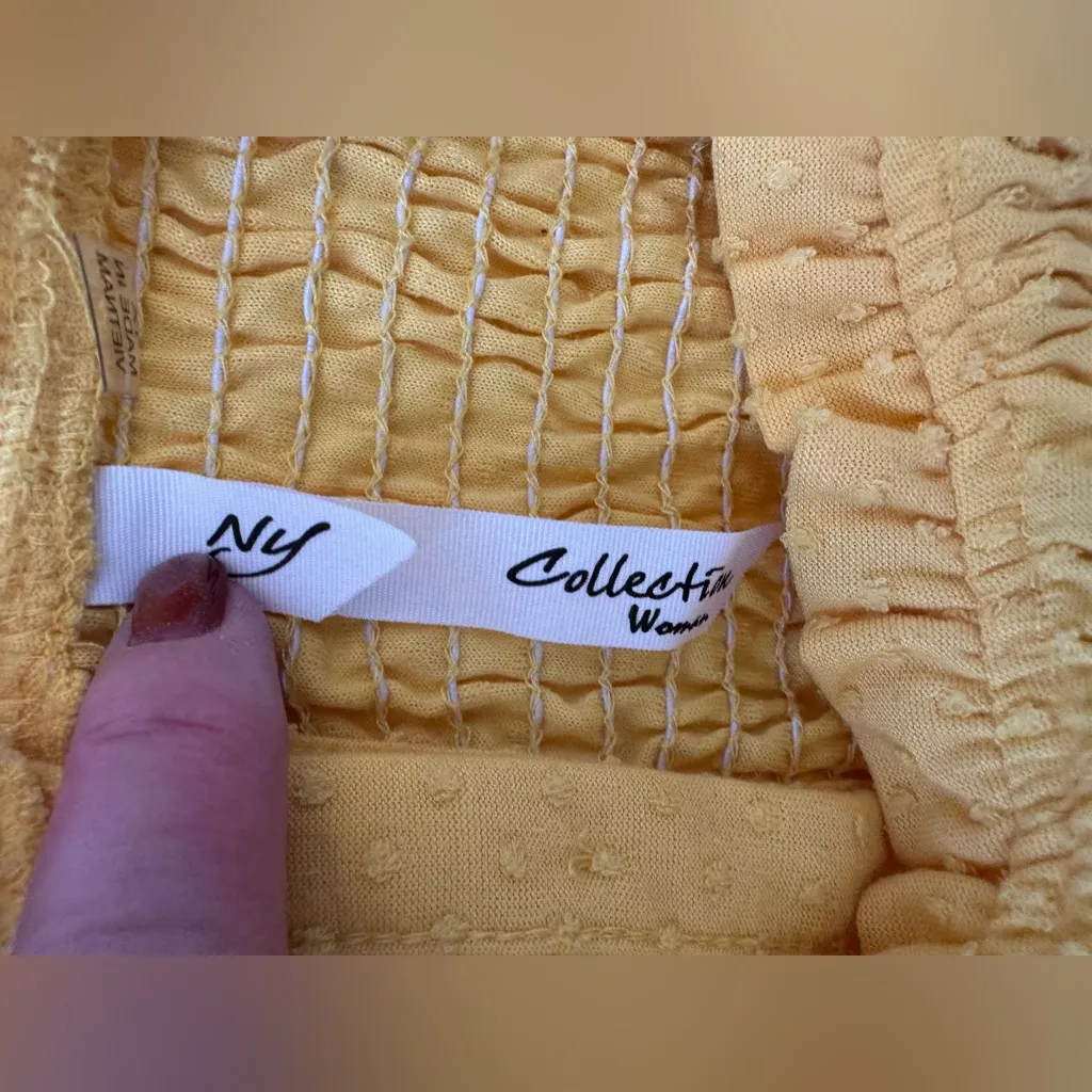 Sleeveless Blouse NY collection peasant 1X vibrant yellow Baby doll top - Image 3