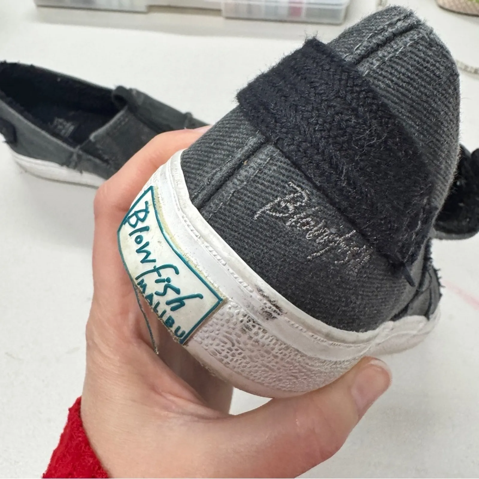 Blowfish Grey Canvas Slip On Flats Comfort Shoes Womens 8 Classic Casual Beachy - Image 3