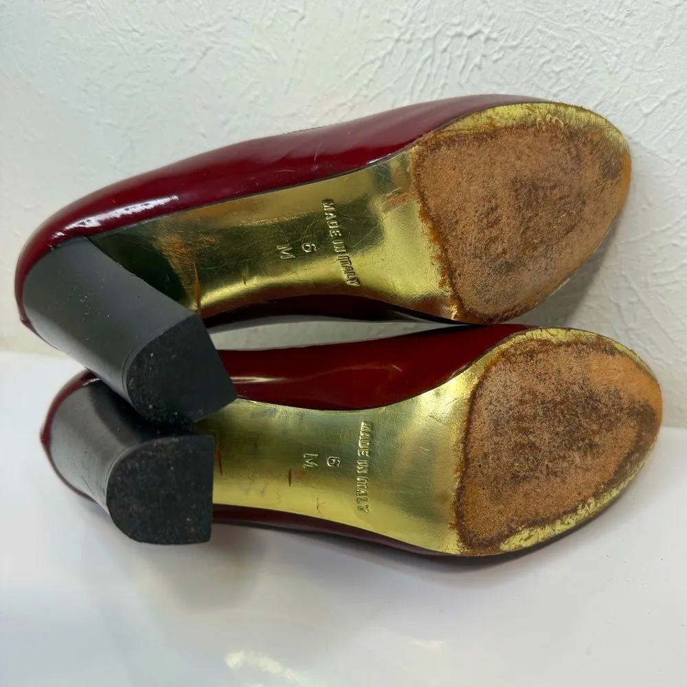 Juicy Couture Dark Red Patent Block Heel Pumps US 6 ~4” Heel - Image 6