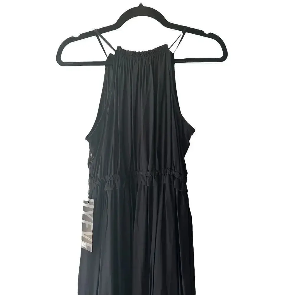 HYFVE maxi halter dress black S dark romantic prairie date night tiered feminine - Image 4