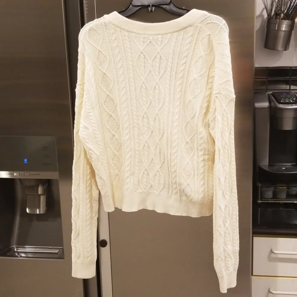 💕SHOW ME YOUR MUMU💕 Joey Lace Up Sweater Snowflake Cable Knit Soft White S NWT - Image 8