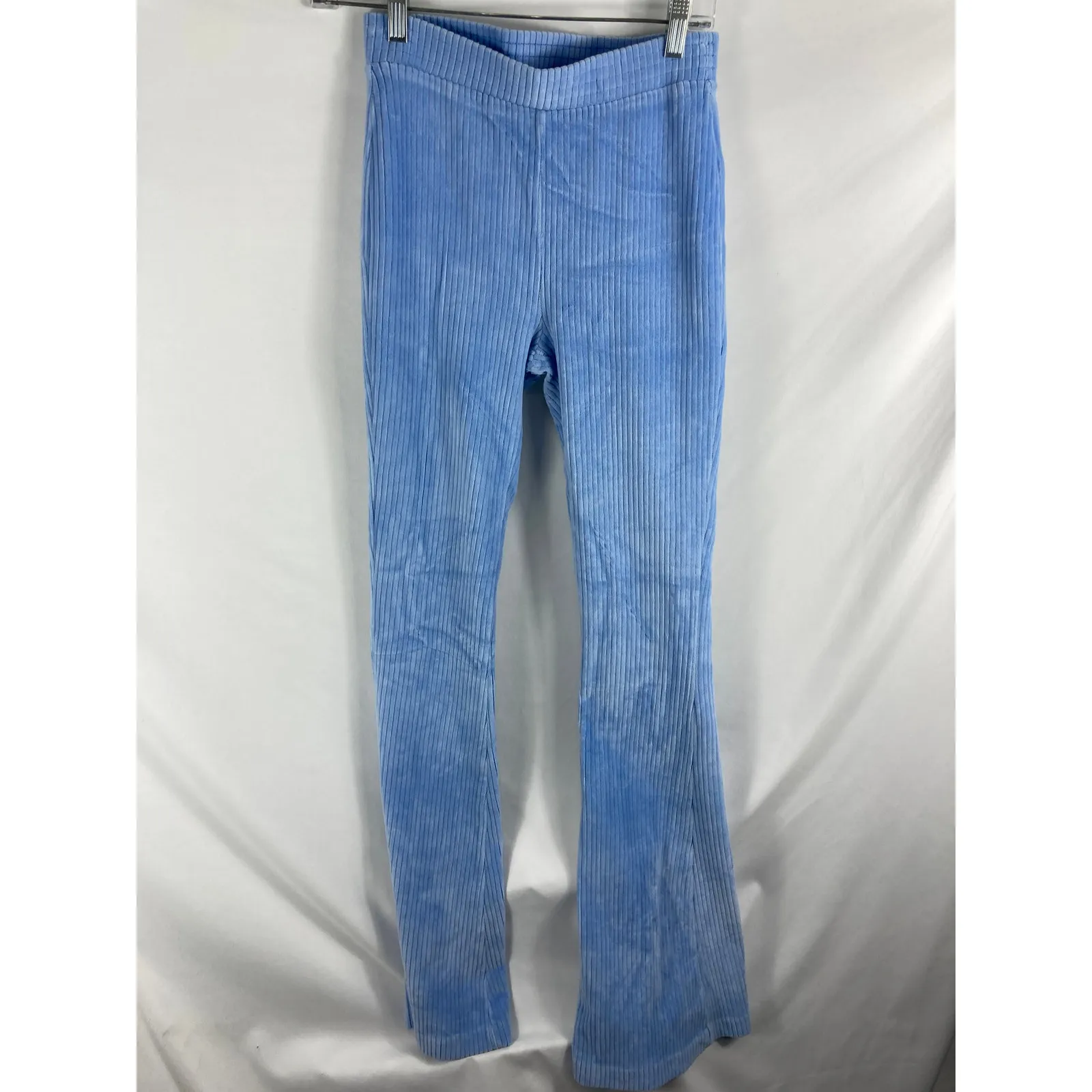 Aerie Groove on Velour High Waisted Flare Pant Ribbed Blue Size S Long - Image 3