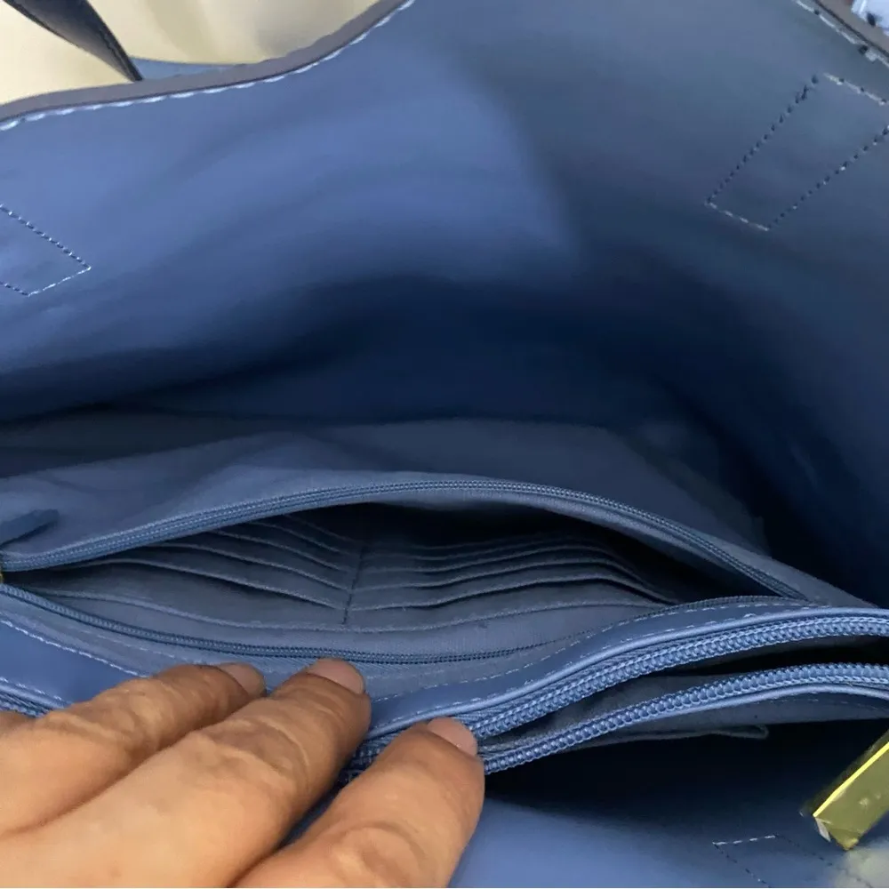 JOY & IMAN Tassel Chic Leather Handbag with Fabric - Image 7