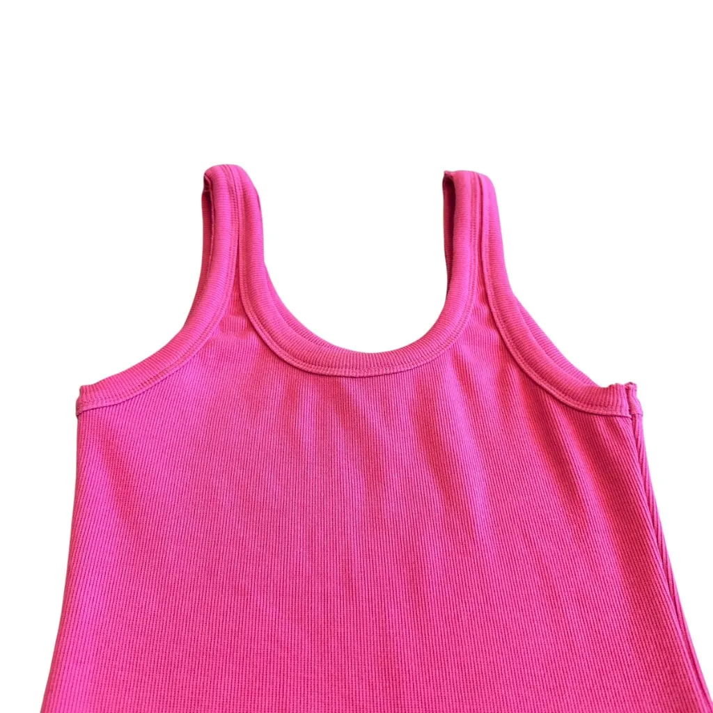 Signature 8 Bright Pink Bodycon Dress Tank Top Stretch Ribbed Size Small Women's - Image 2