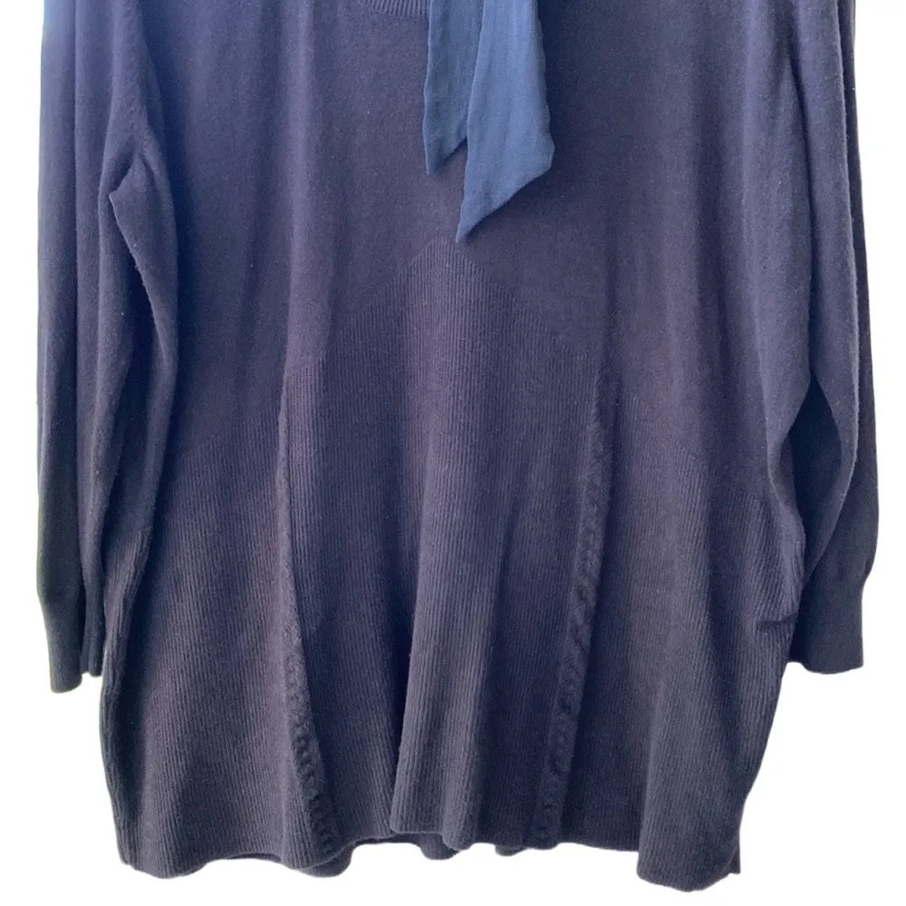 🖤 Semantiks Nordstrom Long Black Sweater/Tunic/Top, Silk Neck Tie, Plus - Image 5