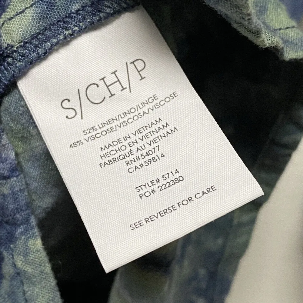 CAbi Woodstock Linen Blend Tie Dye Oversized Tunic Top Blouse Blue Green Small - Image 6