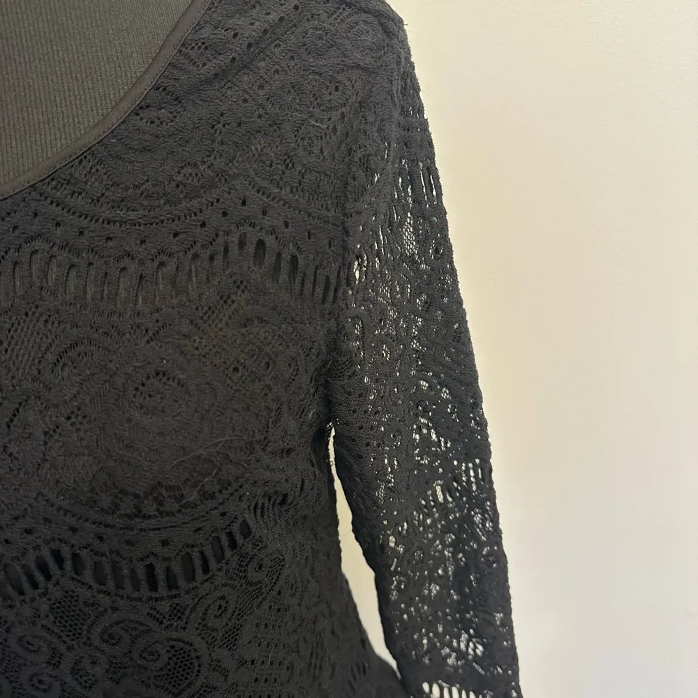 Adrianna Pappell Black Knit Lace Top - Image 5