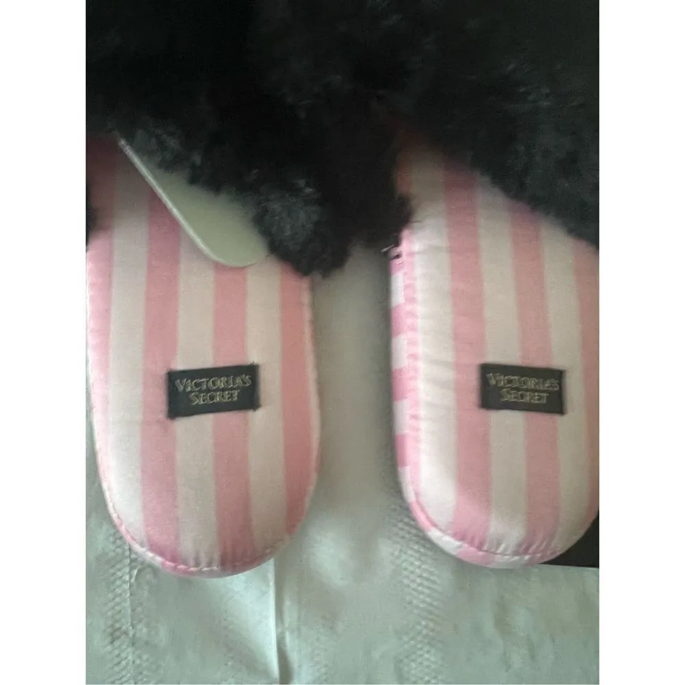 VICTORIA'S SECRET Signature Satin Striped Slippers In-A-Bag - SIZE S - Image 4