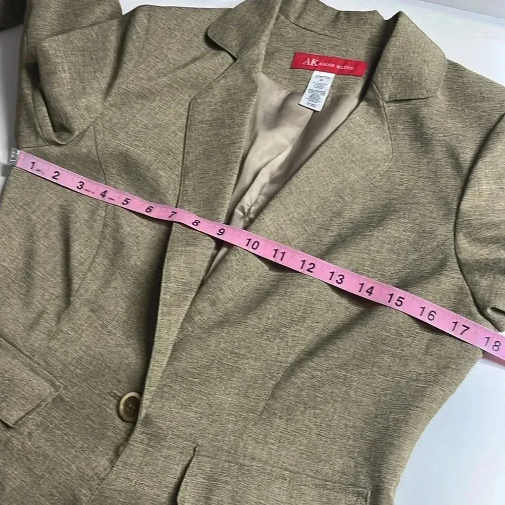 Imperfect Anne Klein neutral blazer 1 button shoulder pad notched collar pockets - Image 5