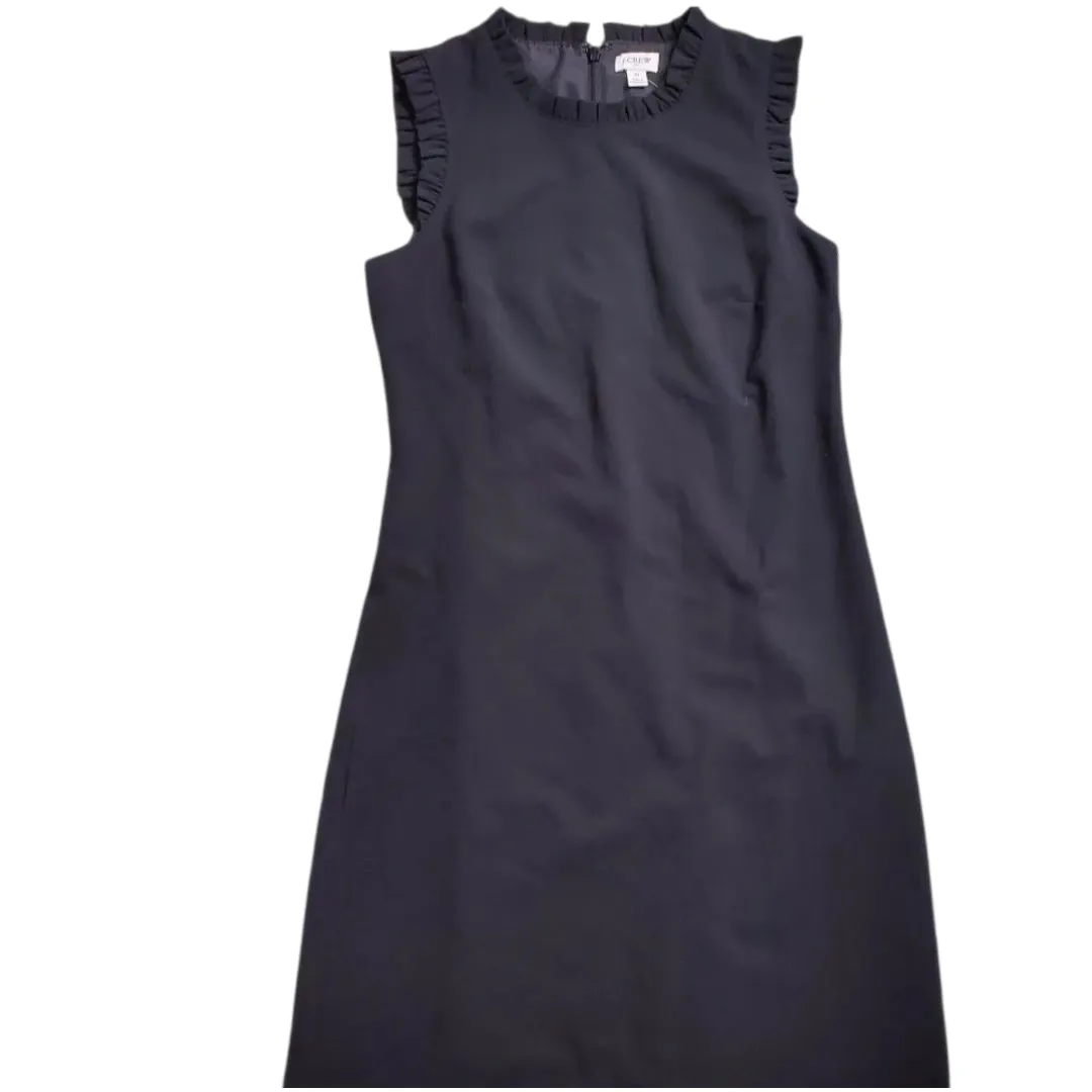J.Crew Black Ruffle Neck Suiting Dress Size: 0 NEW - Image 2
