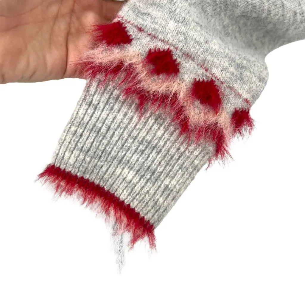 FATE Fair Isle Sweater Crewneck Gray Red Pink Size Medium - Image 9