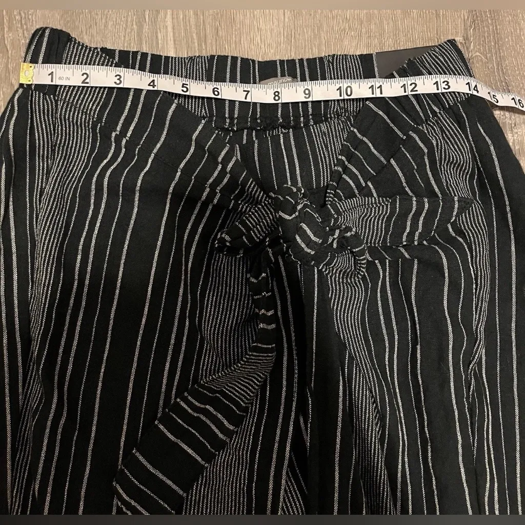 Maurices Linen Blend Striped Tie Front Mid Rise Pants Womens Size 16 NWT Boho - Image 3