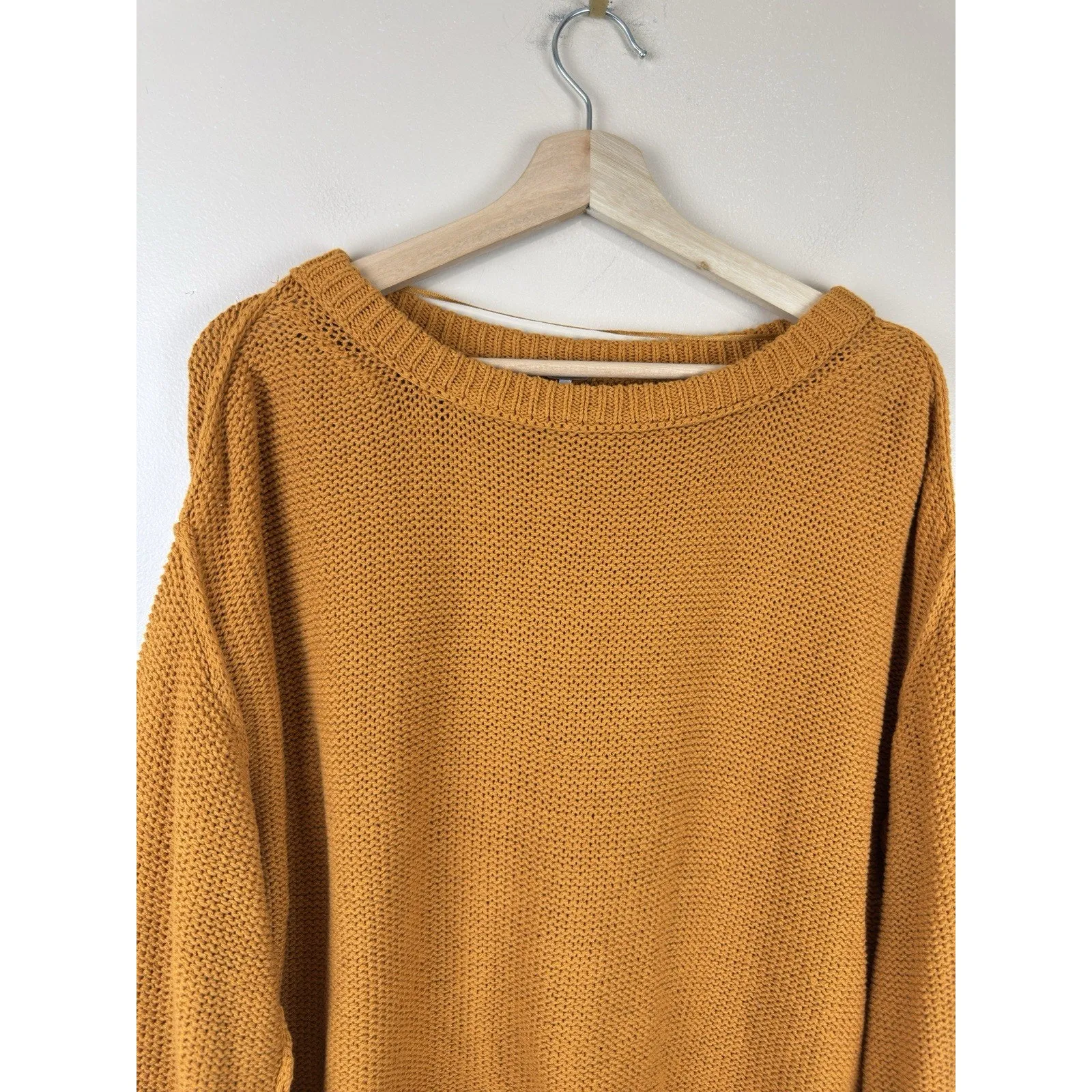 Free People Women’s Slouchy Sweater, Size S, Mustard, Coastal Inside-Out Knit - Image 3