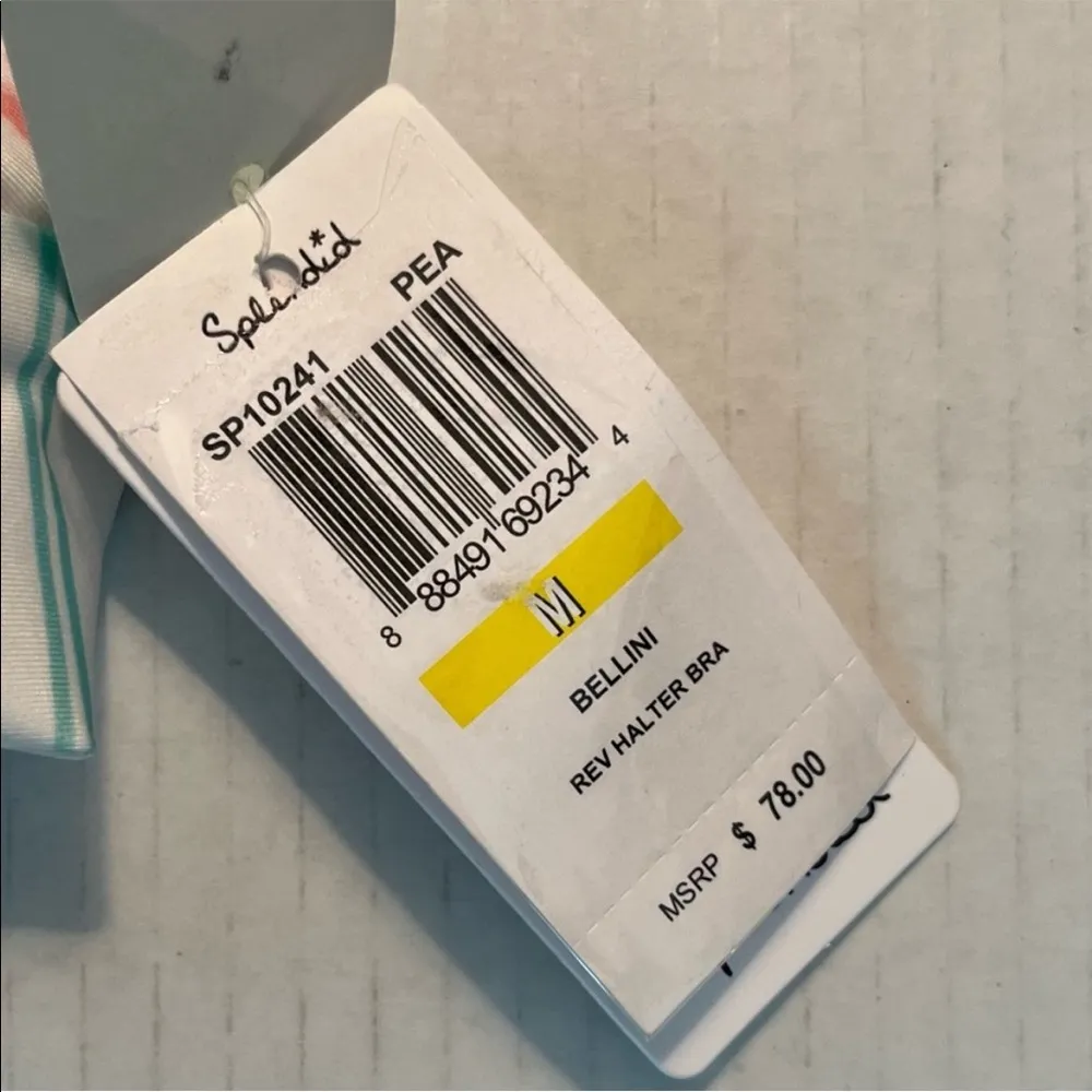 Splendid Swim Top Bellini Reversible Halter Bra Bikini Sz M NWT Stripes/ Tie Dye - Image 6