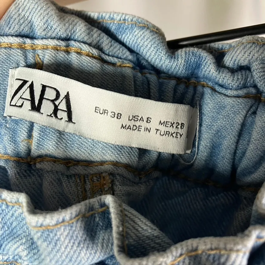 Zara Mom‎ Jeans Womens Size 6 Light Wash Denim Paper Bag Waist High Rise - Image 7