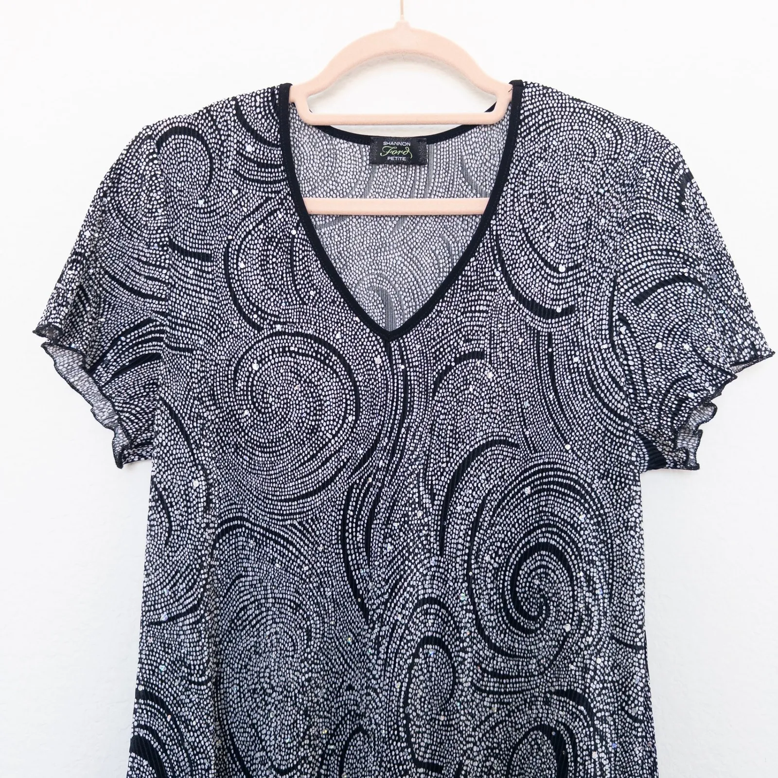 Y2K Shannon Ford Womens Top Size L Black Swirl Celestial Whimsigoth Fairy Grunge - Image 2