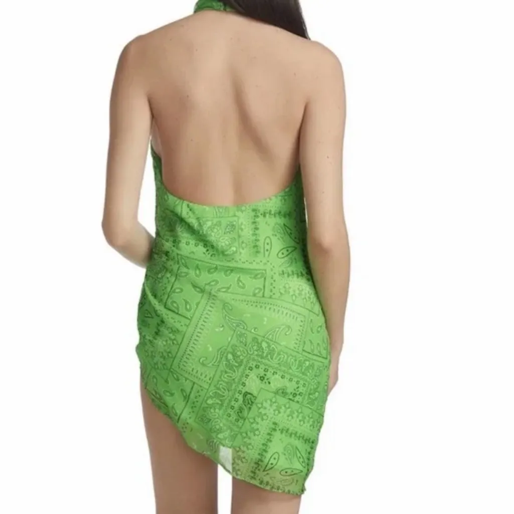 Amanda Uprichard Samba Green Bandana Handkerchief Halter Dress Size Small - Image 6