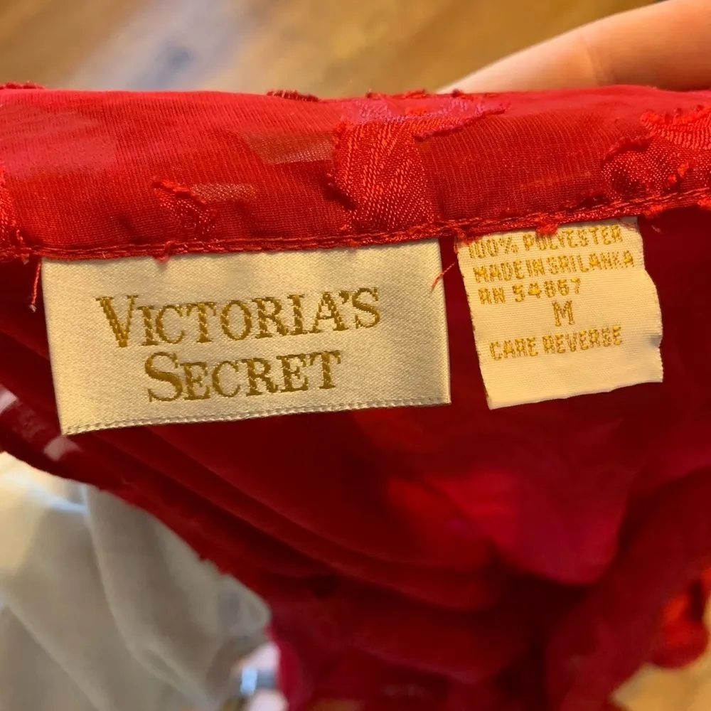 Vintage Victoria's Secret Gold Label Red Sheer Lace Babydoll Mini Slip Dress - Image 6