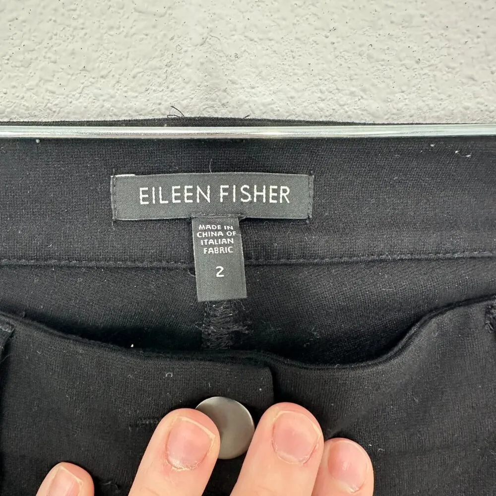 Eileen Fisher Size 2 Black Pants Stretch Jersey Knit Straight Leg Casual Comfort - Image 6