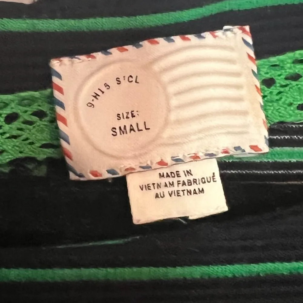 Anthropologie Postmark Striped Lace Sleeve Tunic Preppy Top Blue Green Size S - Image 5