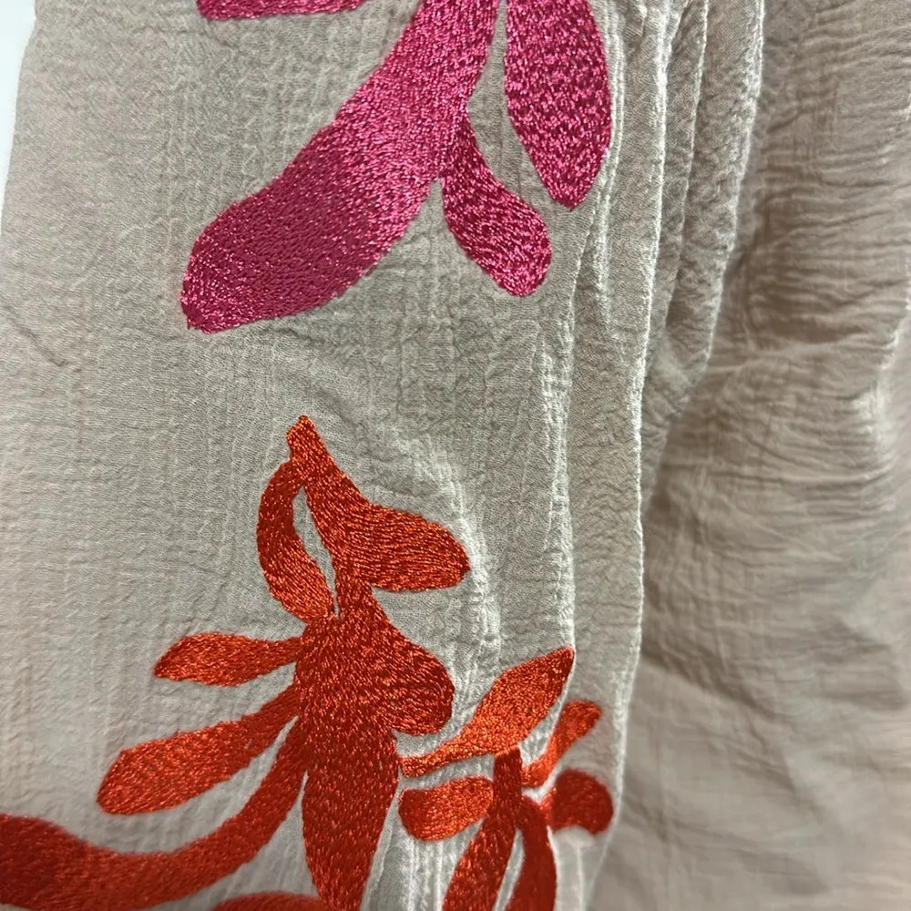 Vici Cotton Bohemian Embroidered V Neck 3 Quarter Sleeve Blouse Top Womens Large - Image 2