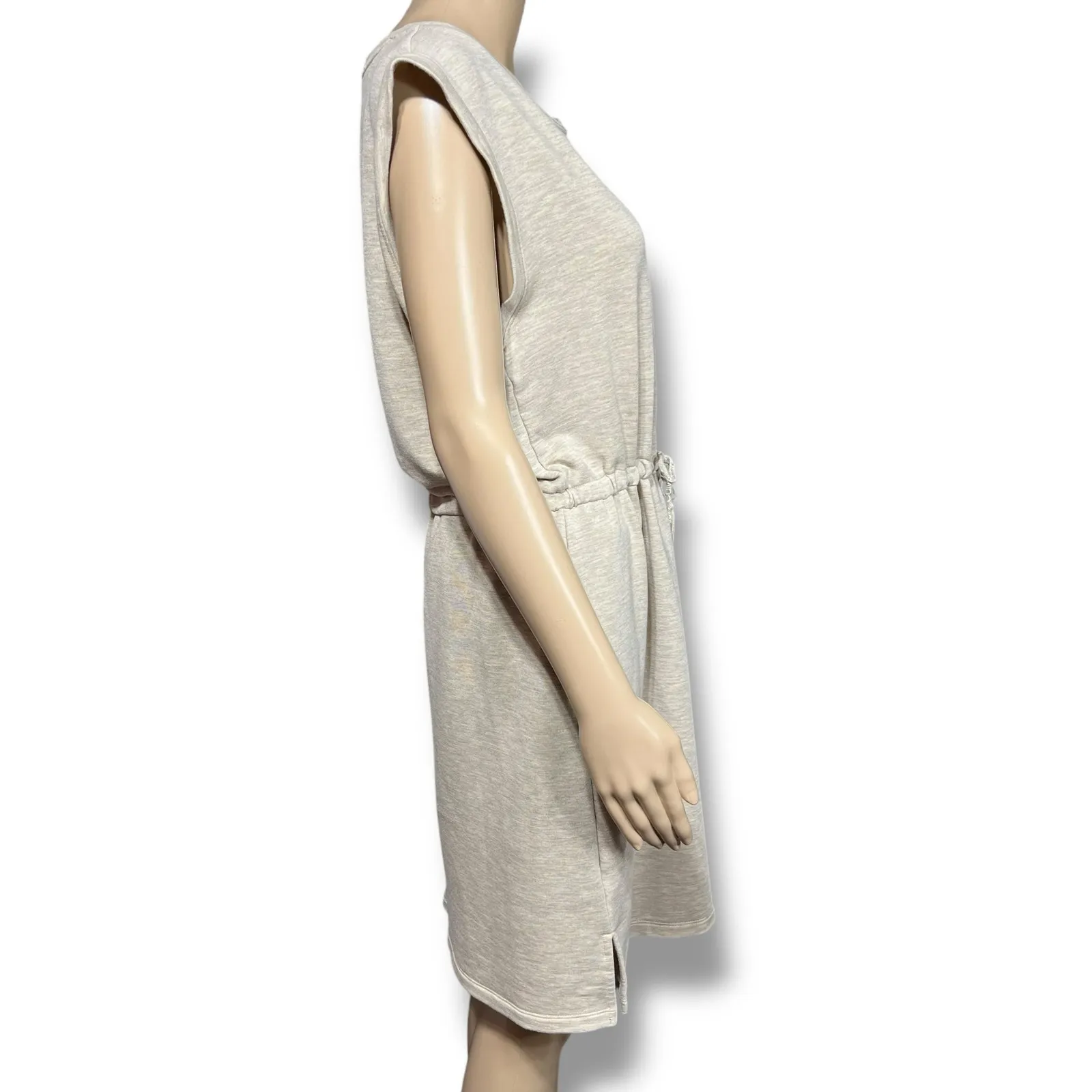 Calvin Klein Womens Blouson Dress Pullover Elastic Waist Boat Neck Beige Medium - Image 2