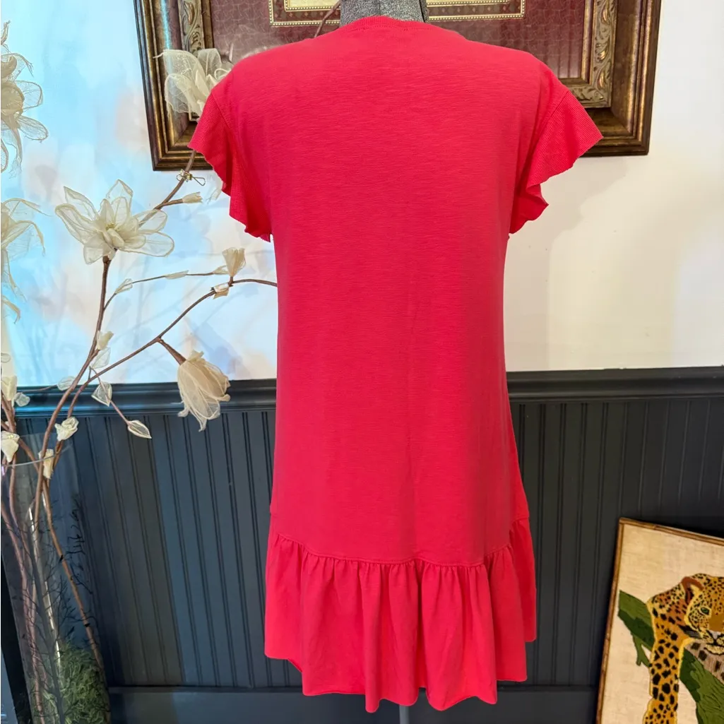 Lilla P Hot Pink Ruffle Sleeve Flounce Hem Cotton Blend Dress Size Small 💚🍄 - Image 6
