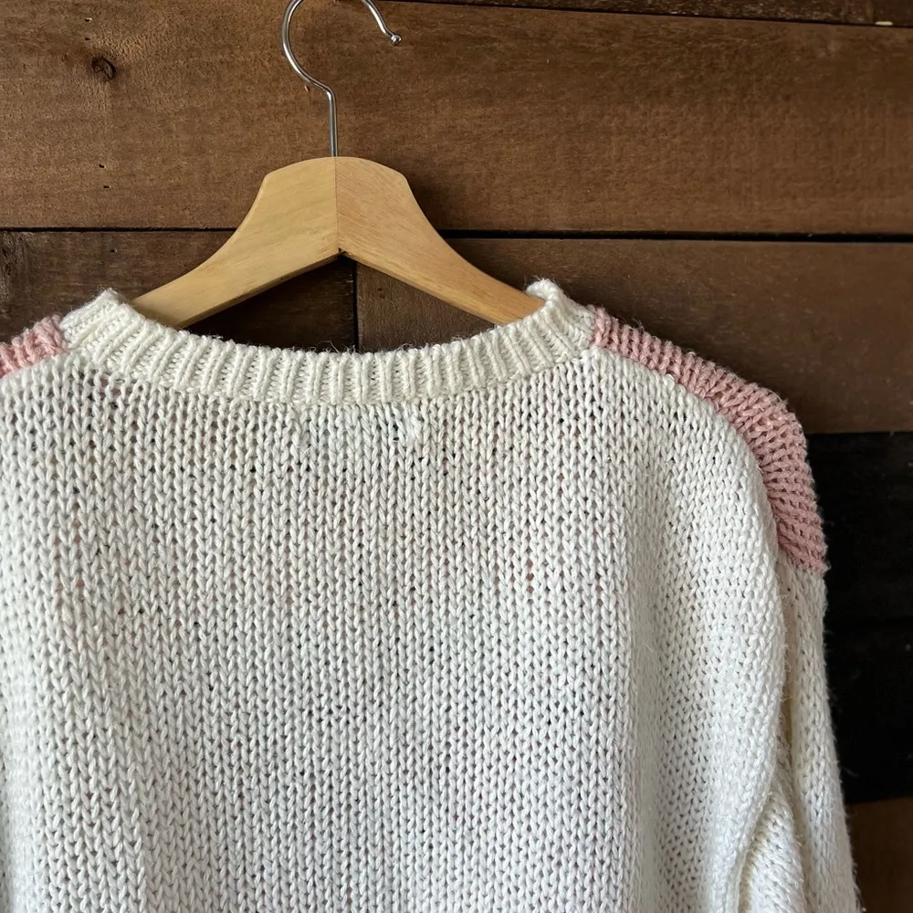 Vintage 80s Knit Hand Loomed Floral Sweater – Currants by Jeri Jo Pink - Image 9