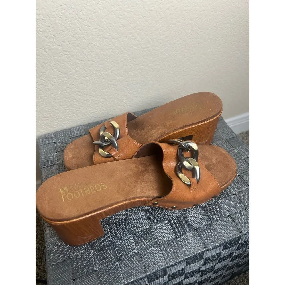 White Mountain Jem Block Heeled Sandals Size 9 Wooden Brown Cushioned Footbeds - Image 7