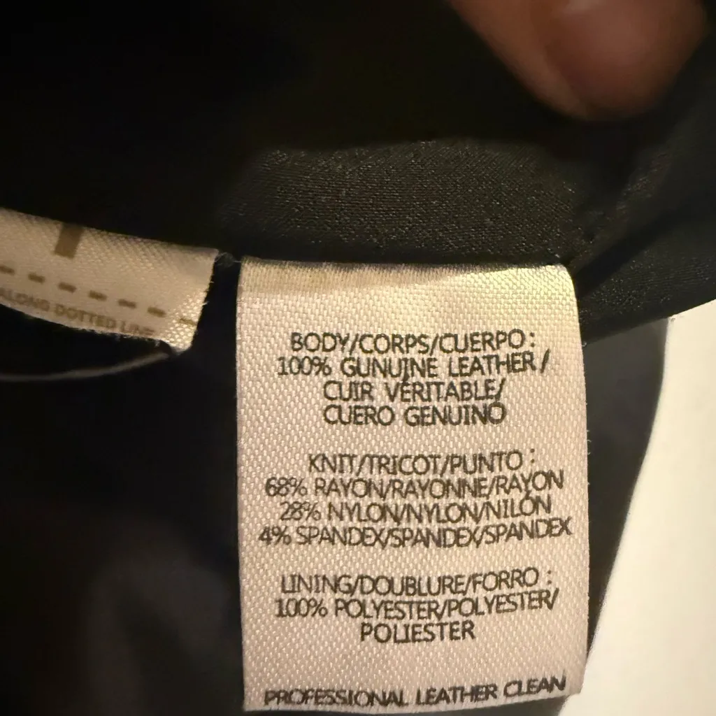 LOFT 100% leather mini length pencil skirt zipper back black size 6 Corporate - Image 7