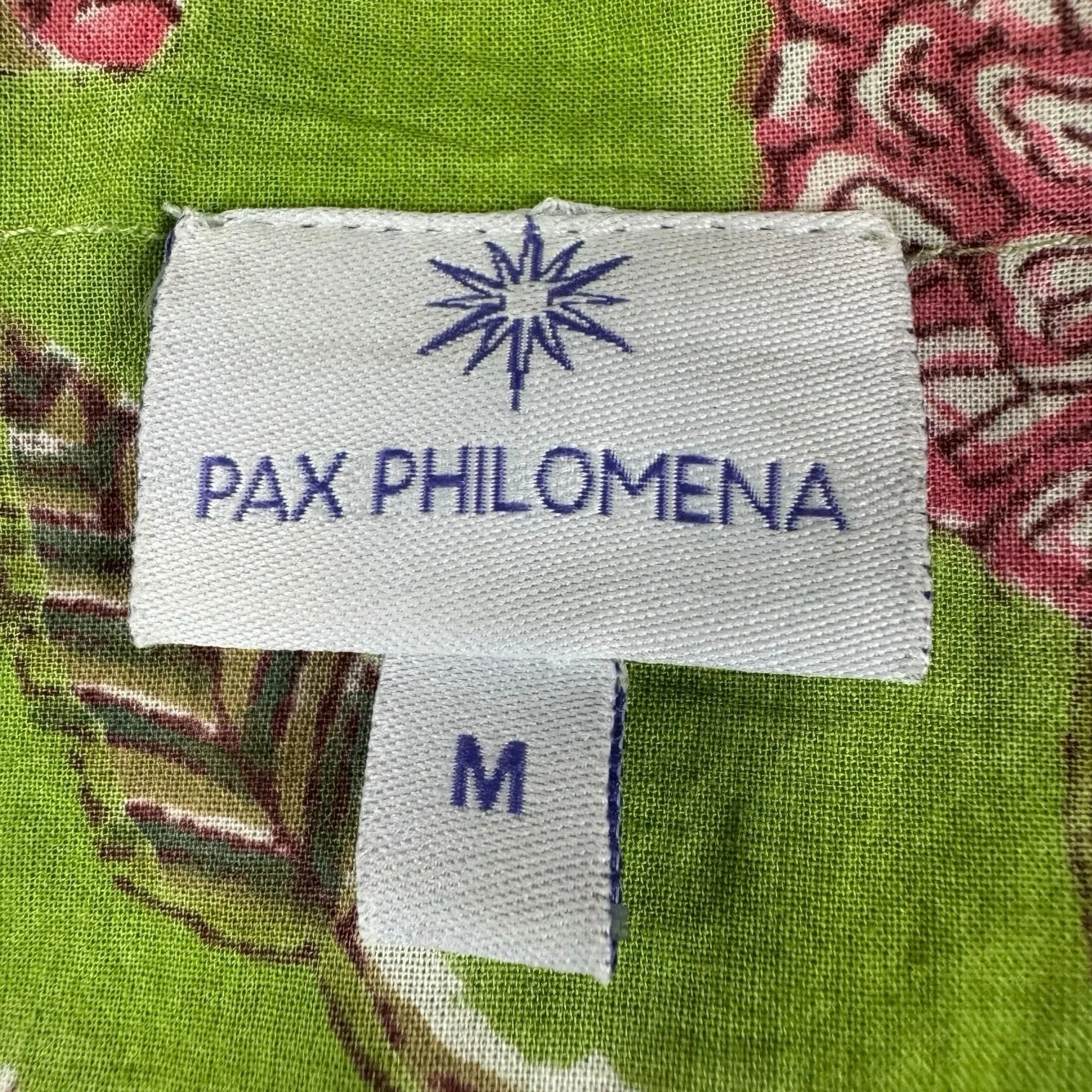 PAX PHILOMENA ALEX KEY LIME GREEN TUNIC BEADED EMBELLISHED FLORAL COTTON Sz M Size M - Image 7