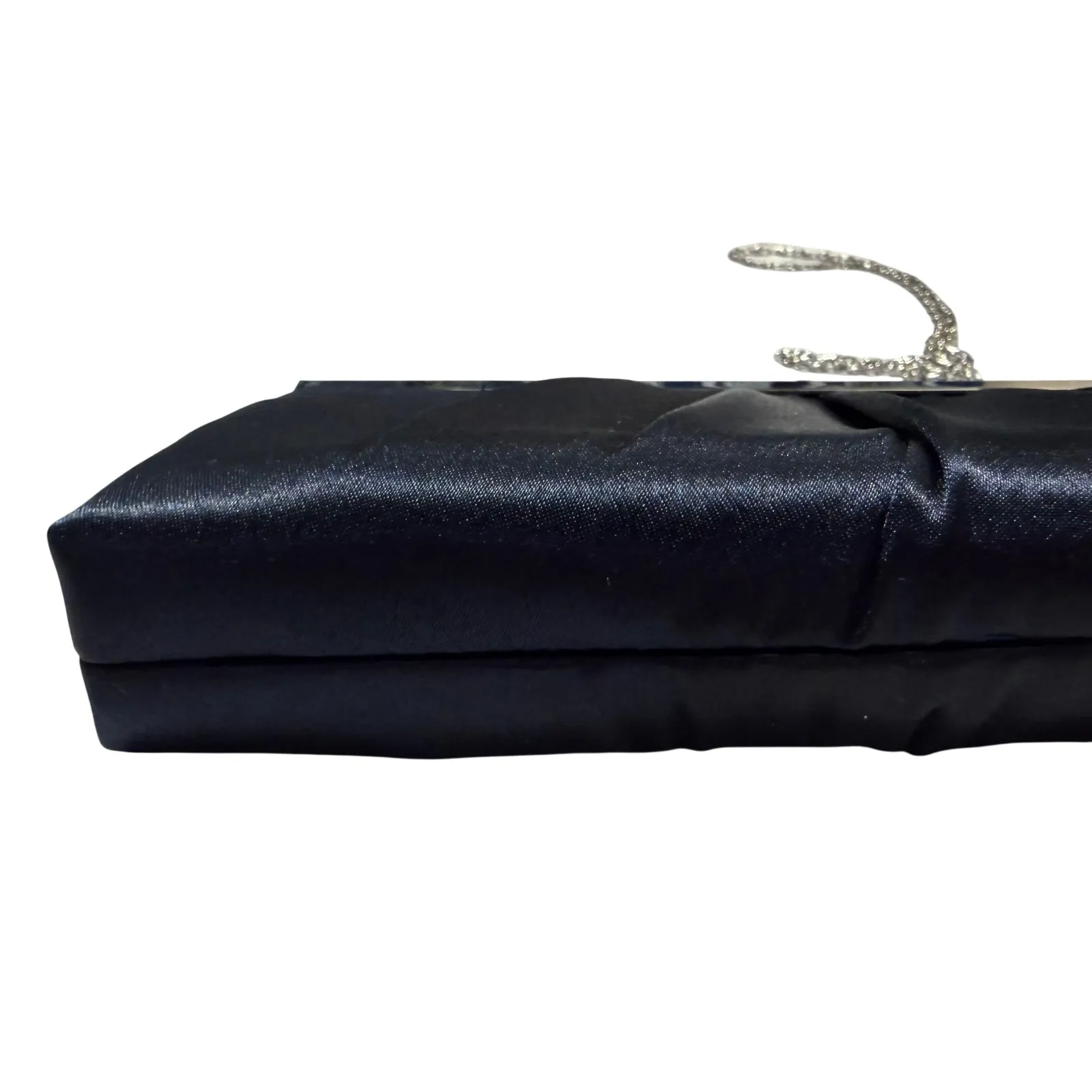 Vtg Gunne Sax by Jessica McClintock Satin Evening Clutch Navy Blue Chain Strap - Image 5