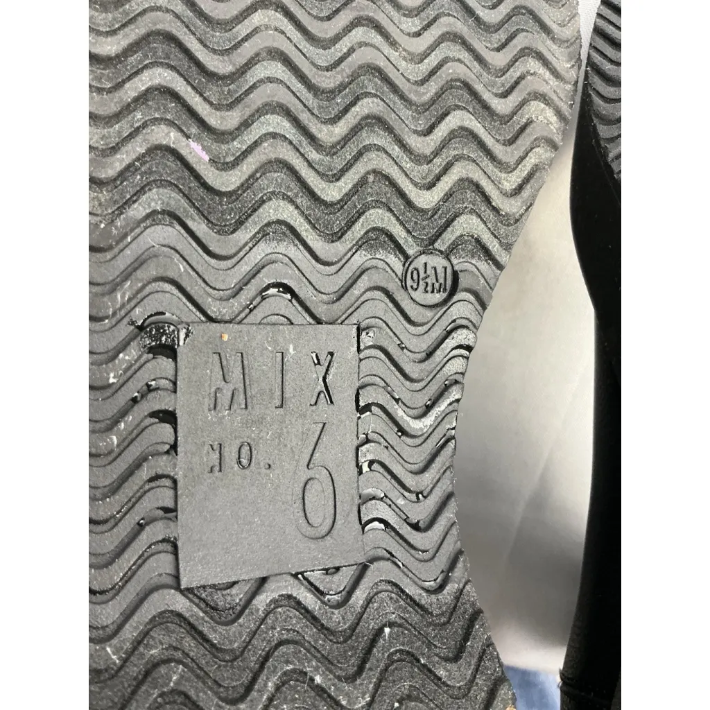 Womans Mix No 6 Pull On Rain Boots 9.5 M Black Heel Ankle Elastic - Image 8