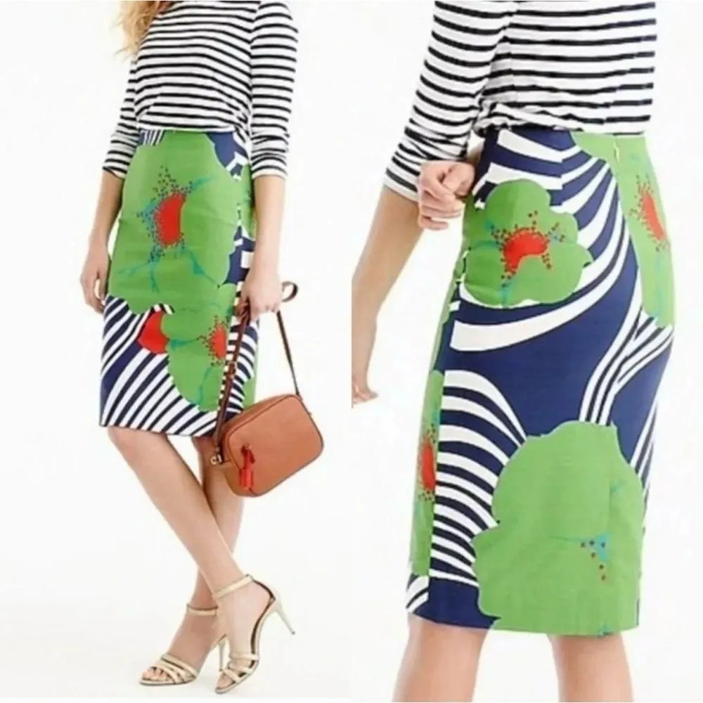 J. Crew Ratti Floral Stripes Grass Cloth Pencil Skirt - Image 2