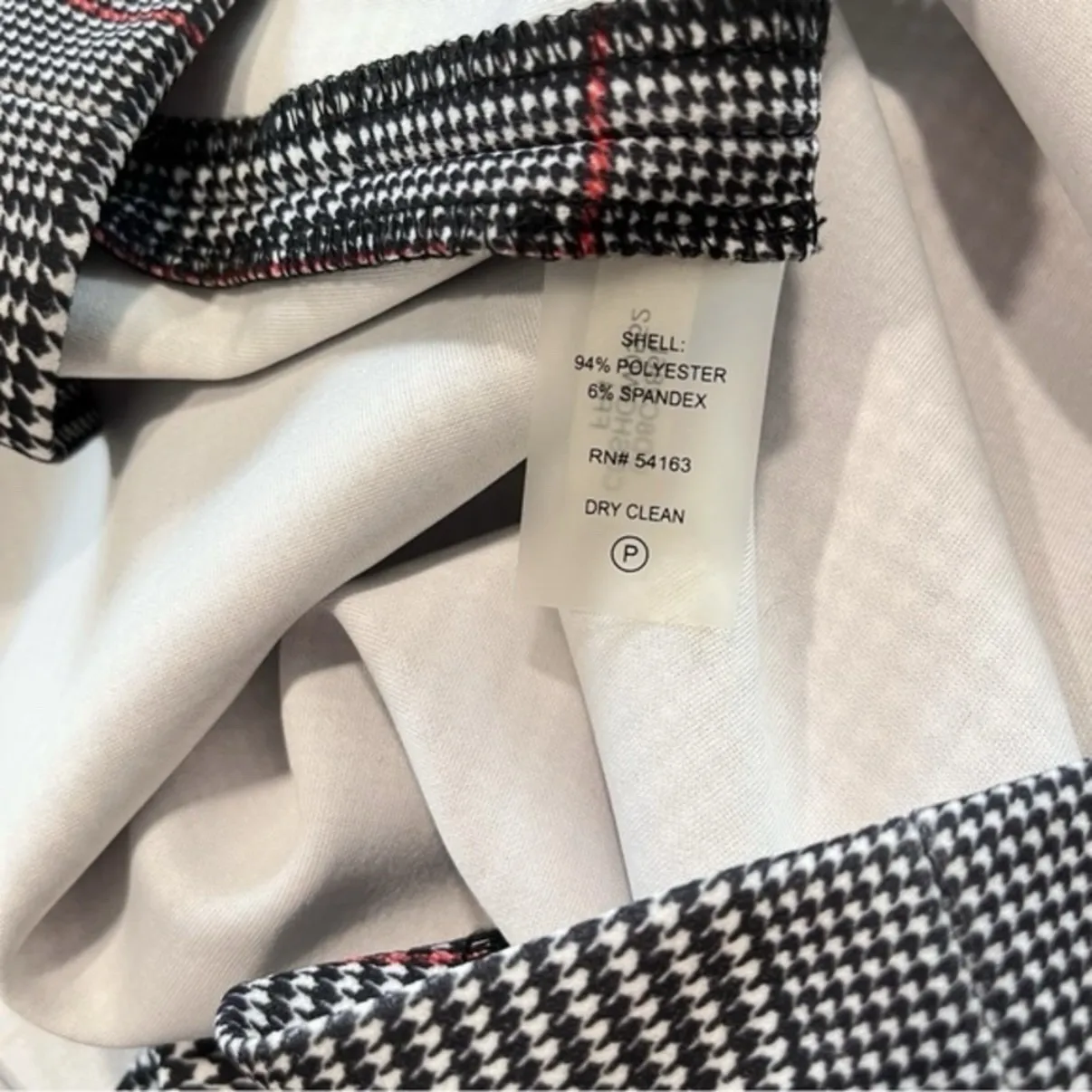 Calvin Klein Black White Houndstooth Plaid Bell Sleeve Crepe Sheath Dress Size 8 - Image 12