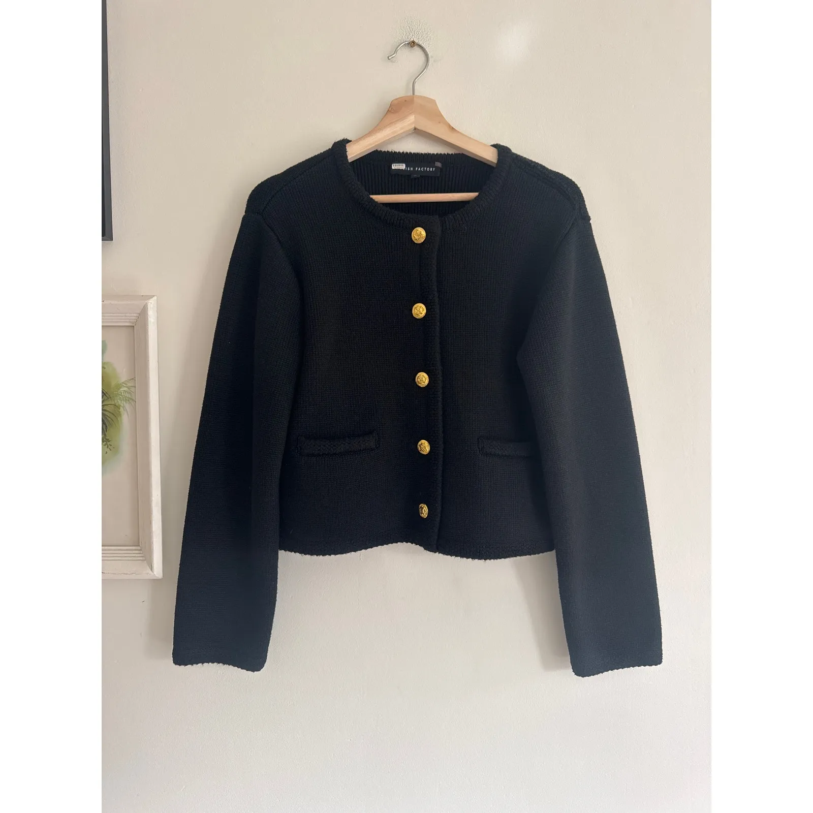 ENGLISH FACTORY Lady Black Jacket Cardigan Size Medium - Image 3