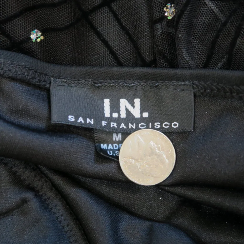 Vintage Y2K I.N. San Francisco Black Sequin Halter Dress - Image 11
