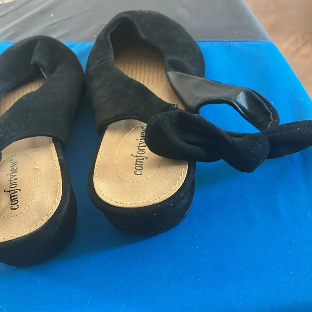 Comfortview Women's Black Suede like Bow Flats 8ww - Image 3