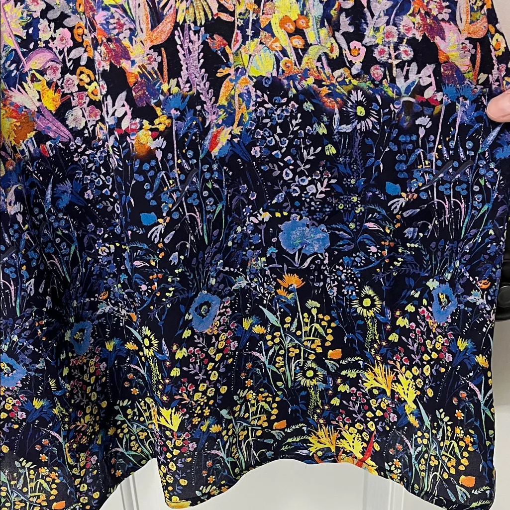 Maeve Larkspur Multicolor Vibrant Floral 100% Silk Chiffon Midi Dress - Size 0 - Image 10