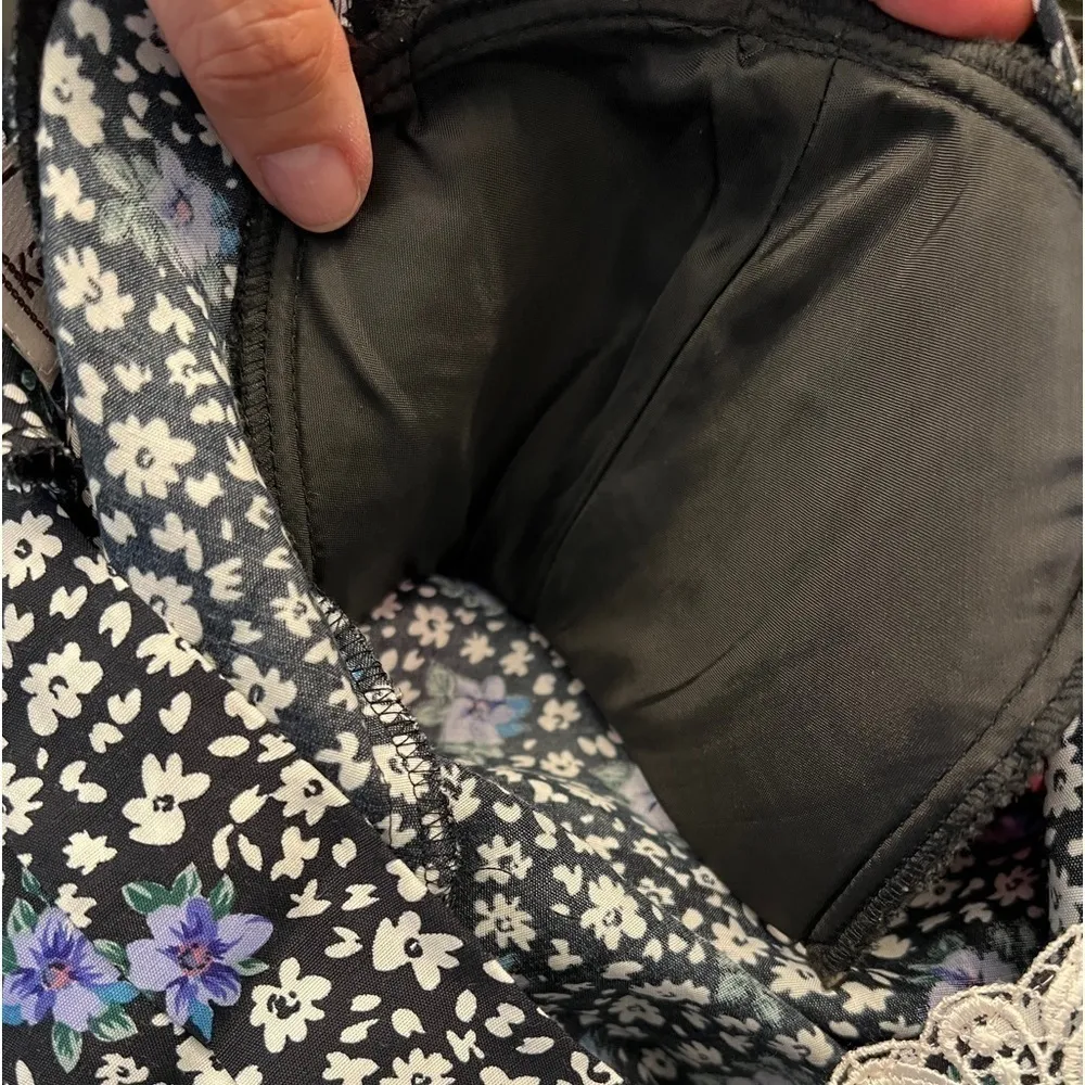 Karin Stevens vintage floral midi dress, lace inlay, size 10 EUC - Image 12