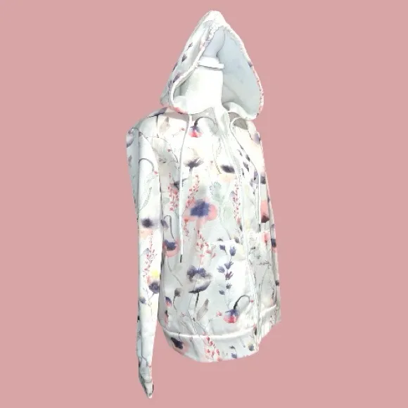 Floral Print Women's Jacket White Size M - Image 4