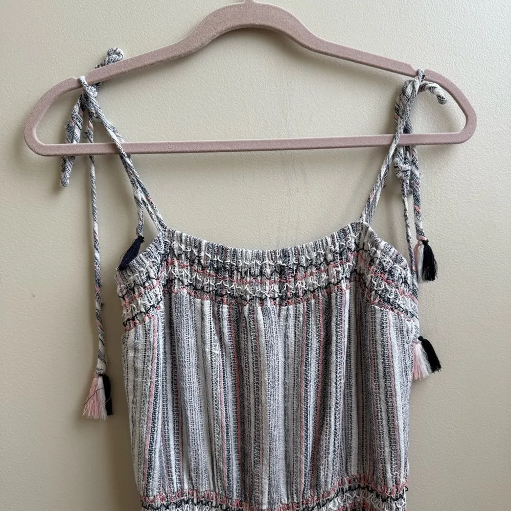 STORIA gauzy striped smocked cropped wide leg Jumpsuit Size Small - Image 3