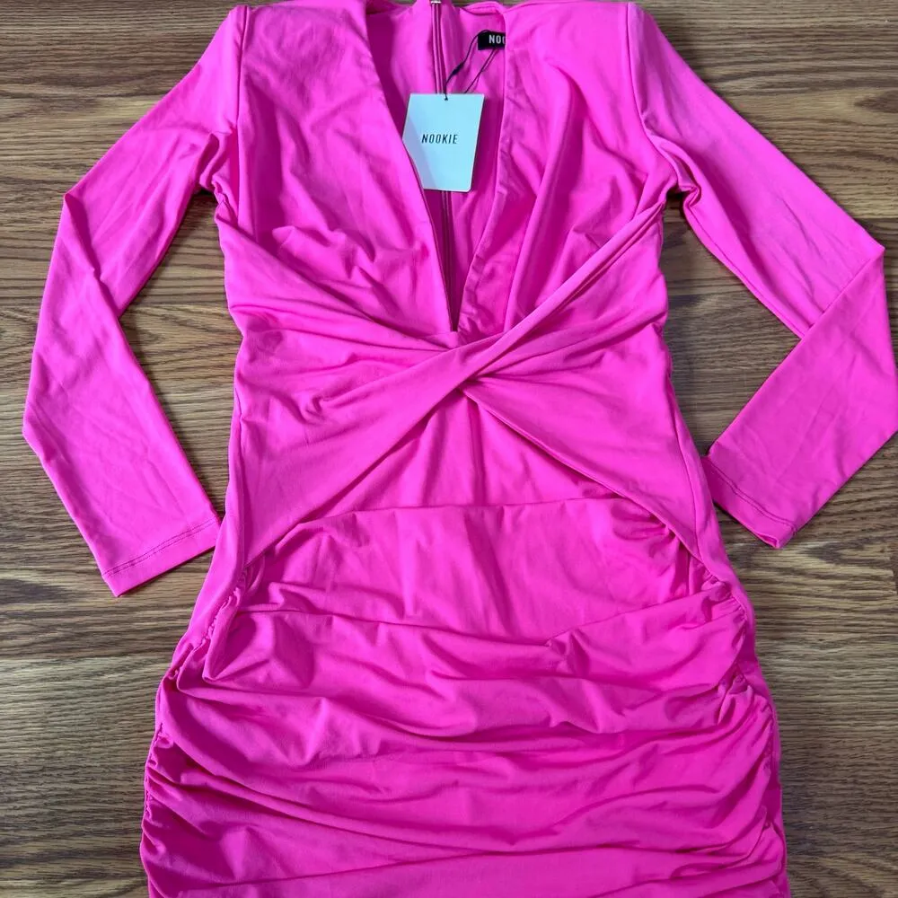 Nookie  mini bodycon Envy Neon Pink Mini Dress size XL - Image 14